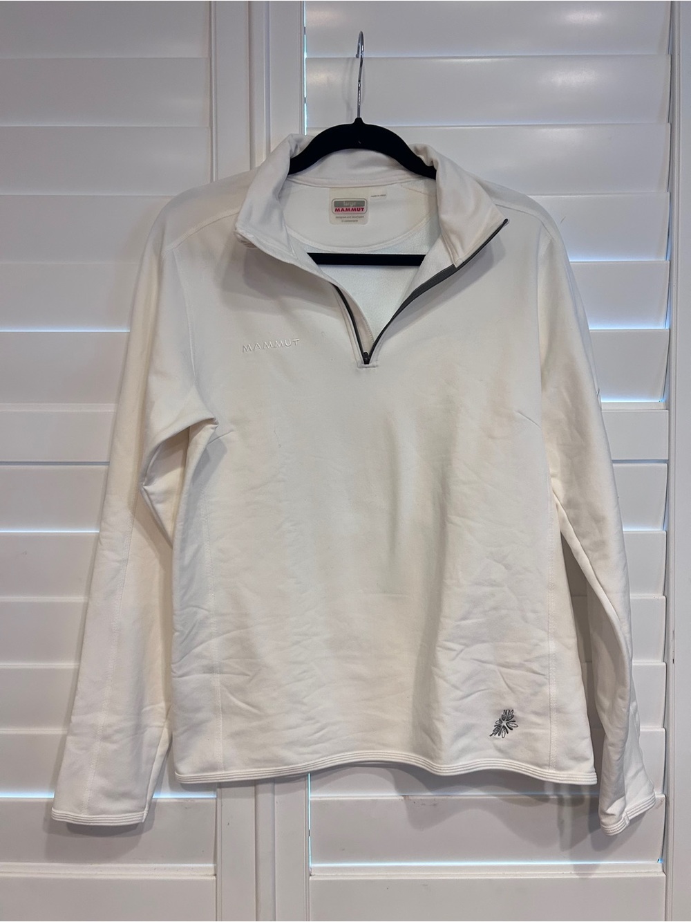 Mammut Quarter Zip Collared Sweatshirt Jacket Cream Size Large